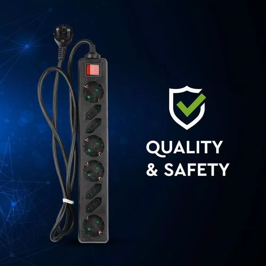 Produžni kabel s prekidačem SCHUKO 8U 1,5 m