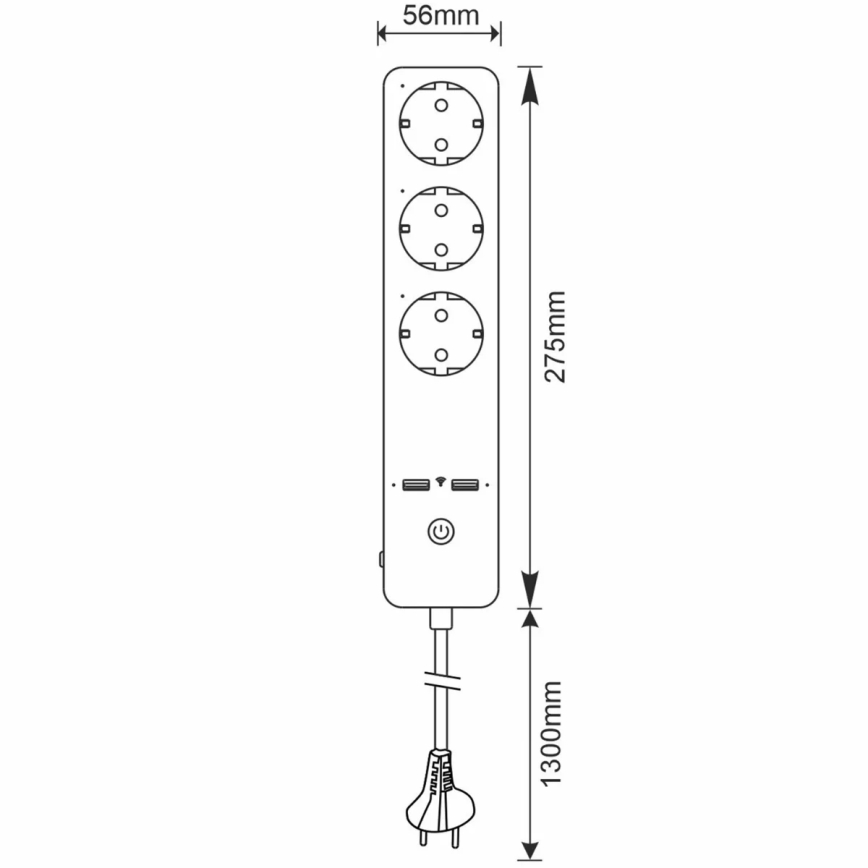 Produžni kabel SMART s prekidačem 1,5m + 2xUSB/Wi-Fi Tuya SCHUKO