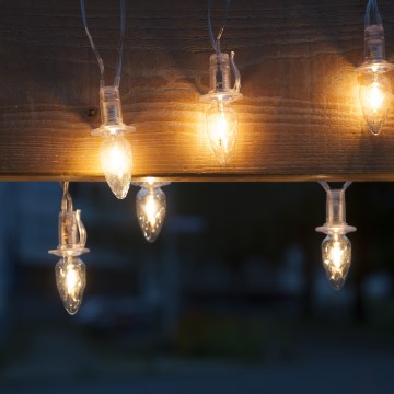 Produžni LED vanjski niz CONE FILAMENT 20xE10, 14 m, prozirne žarulje / topla bijela, IP44, Proizvedeno u Češkoj