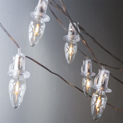Produžni LED vanjski niz CONE FILAMENT 20xE10, 14 m, prozirne žarulje / topla bijela, IP44, Proizvedeno u Češkoj