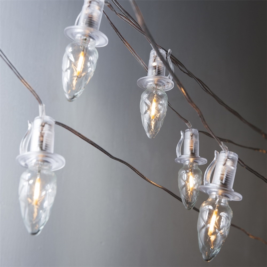 Produžni LED vanjski niz CONE FILAMENT 20xE10, 14 m, prozirne žarulje / topla bijela, IP44, Proizvedeno u Češkoj