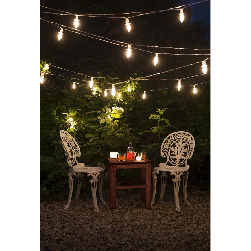 Produžni LED vanjski niz CONE FILAMENT 20xE10, 14 m, prozirne žarulje / topla bijela, IP44, Proizvedeno u Češkoj