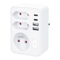 Produžni razdjelnik 1×16 A + 2×2,5 A s 2× USB punjačem (USB‑A i USB‑C), bijeli