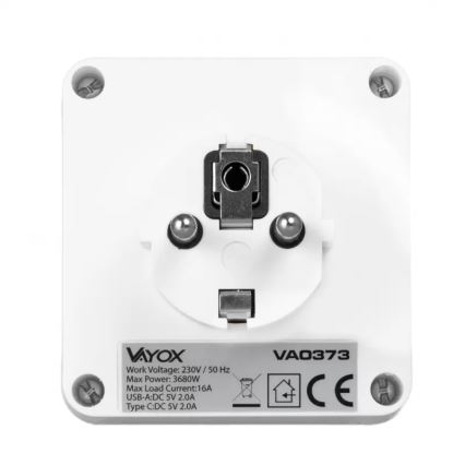 Razdjelnik s 2 utičnicama + USB-C + USB-A i LED osvjetljenjem LED/0,5W/230V 3000K