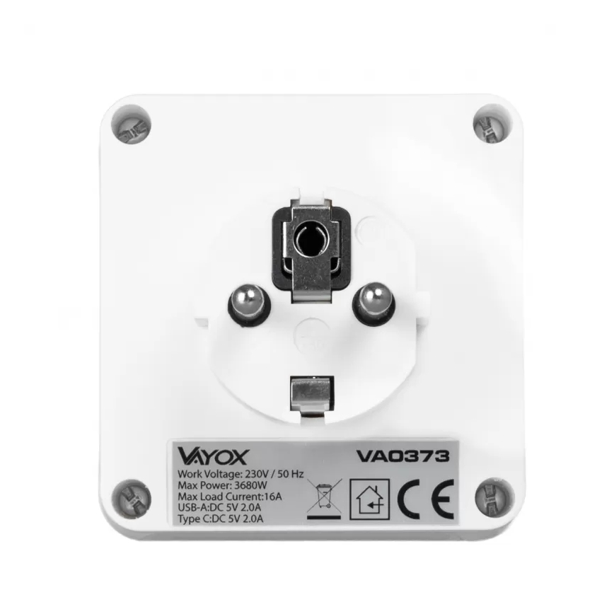 Razdjelnik s 2 utičnicama + USB-C + USB-A i LED osvjetljenjem LED/0,5W/230V 3000K