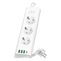 Produžni razdjelnik s prekidačem LINEA PRO 3x230V+ 3xUSB-A + 1xUSB-C SCHUKO 1,5 m bijela