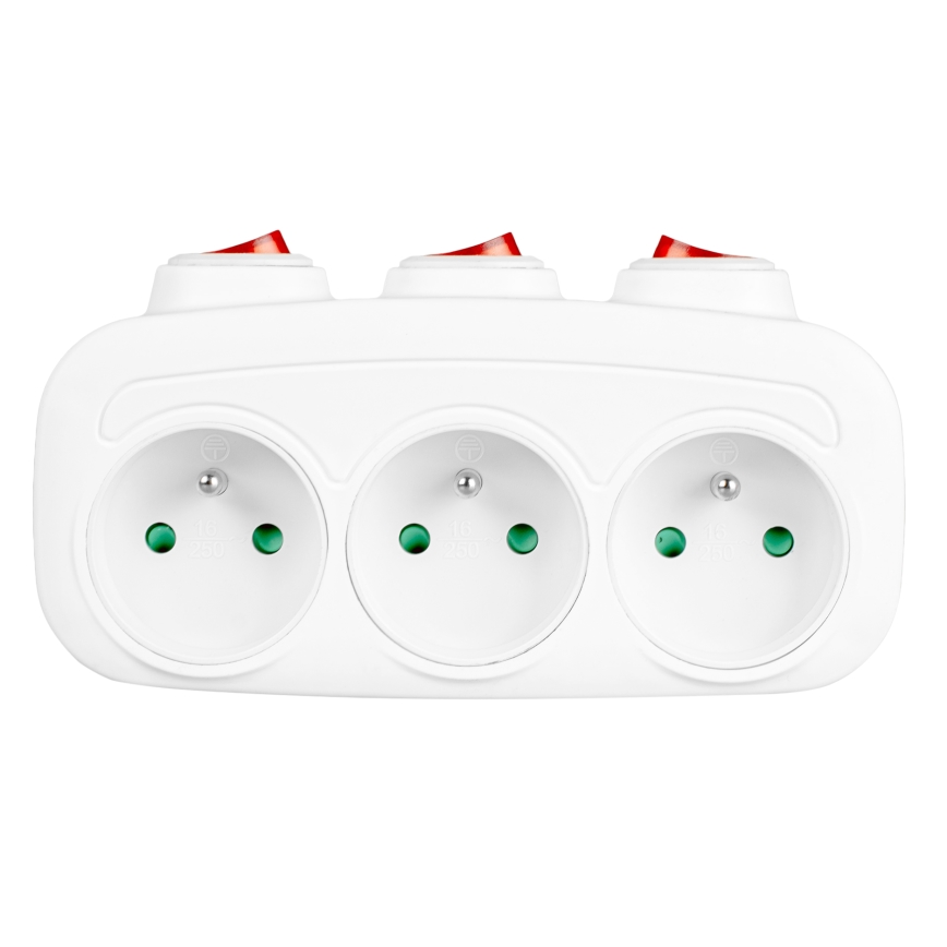 Produžni razdjelnik s prekidačima, 3 utičnice