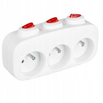 Produžni razdjelnik s prekidačima, 3 utičnice