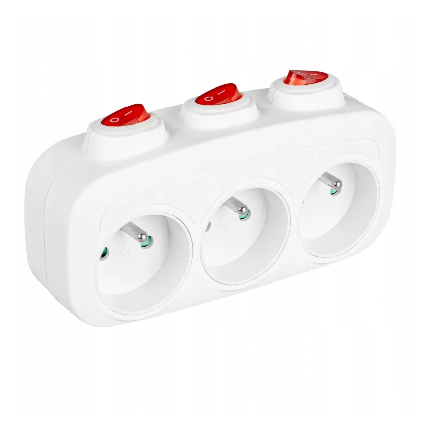Produžni razdjelnik s prekidačima, 3 utičnice