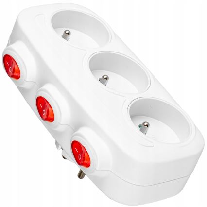 Produžni razdjelnik s prekidačima, 3 utičnice