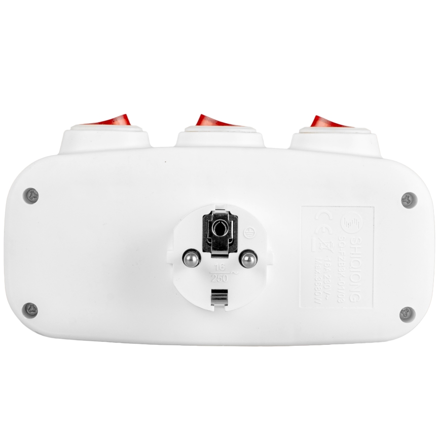 Produžni razdjelnik s prekidačima, 3 utičnice