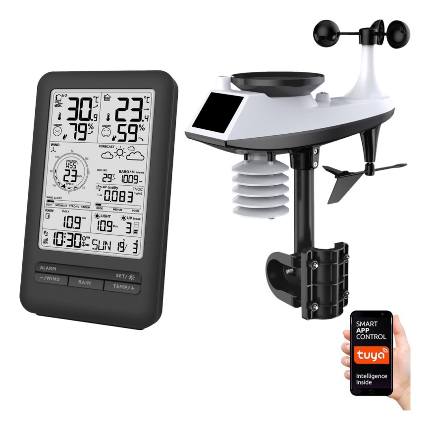 Profesionalna meteorološka stanica s LCD zaslonom 2xAA Wi-Fi Tuya