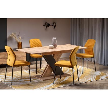 Proširivi blagovaonski stol DROM 130/175x85 cm hrast Wotan/crna