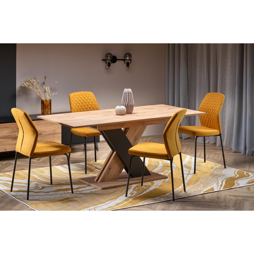 Proširivi blagovaonski stol DROM 130/175x85 cm hrast Wotan/crna