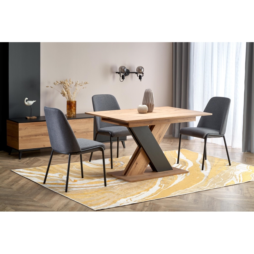 Proširivi blagovaonski stol DROM 130/175x85 cm hrast Wotan/crna