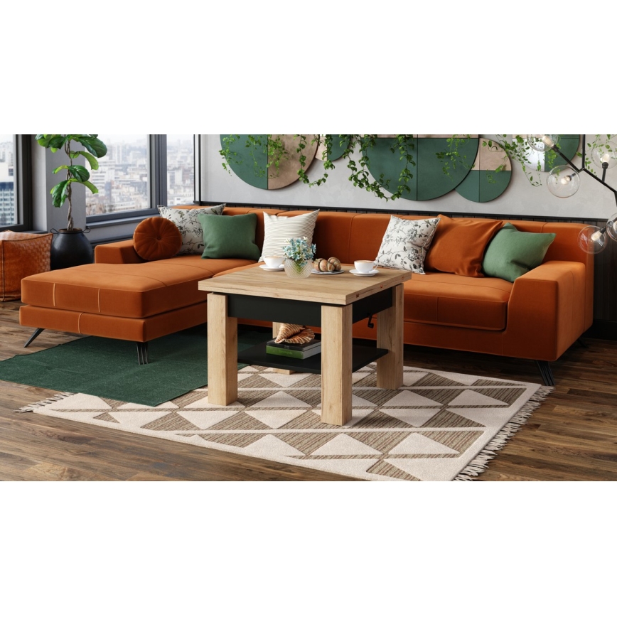 Proširivi konferencijski stol s podiznom pločom CALEB 75/150x75 cm hrast craft/crna