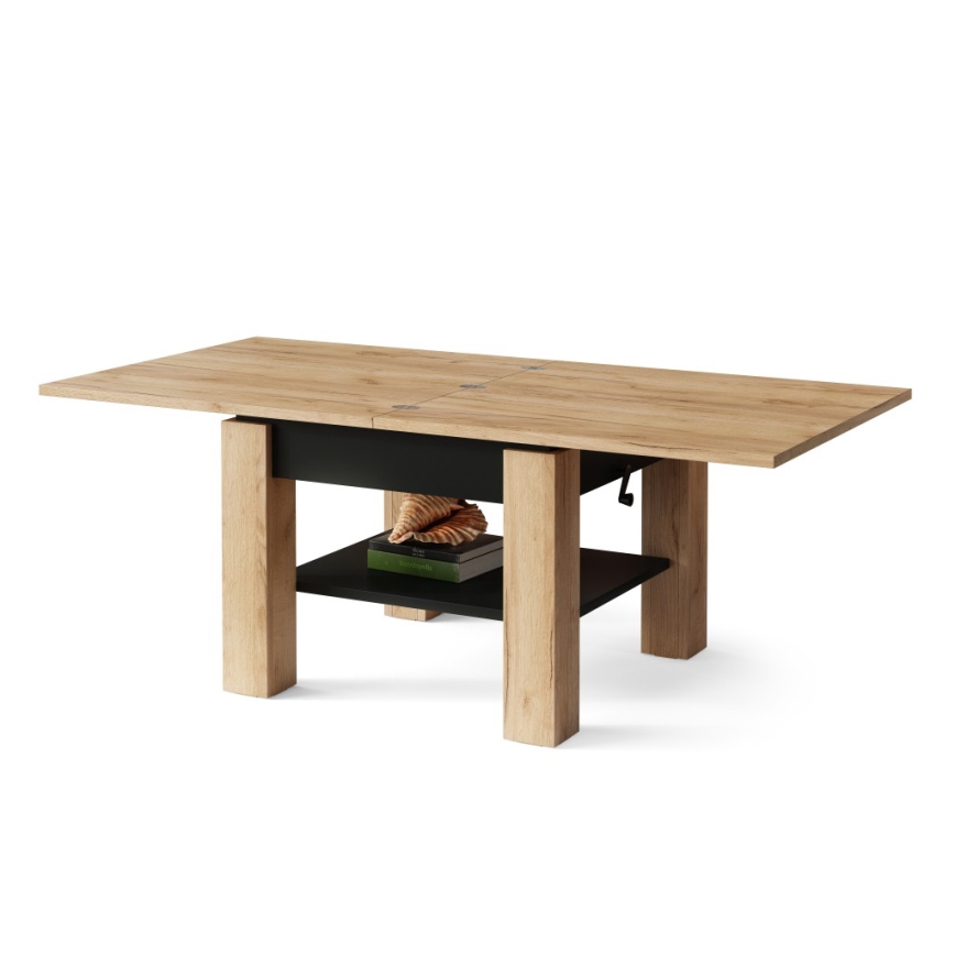 Proširivi konferencijski stol s podiznom pločom CALEB 75/150x75 cm hrast craft/crna
