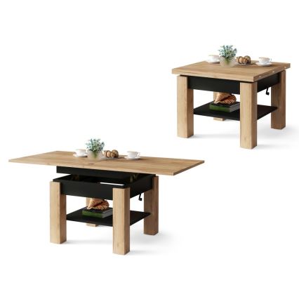 Proširivi konferencijski stol s podiznom pločom CALEB 75/150x75 cm hrast craft/crna