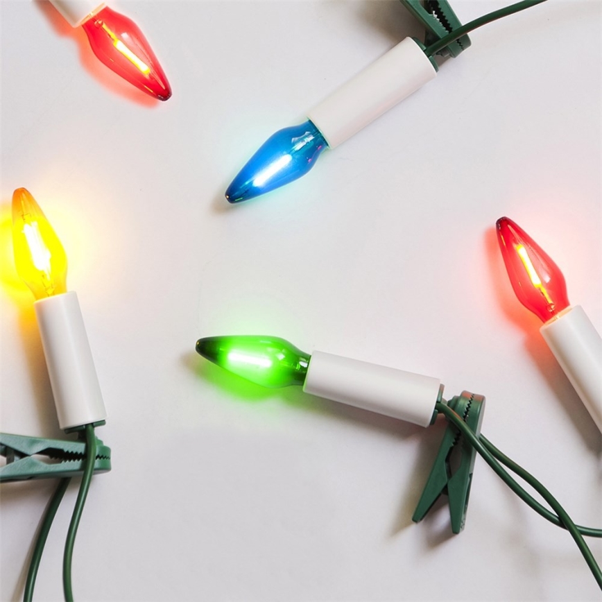 Proširujuće LED vanjske božićne lampice FELICIA FILAMENT 20xE10 14m obojena/topla bijela IP44, Proizvedeno u EU
