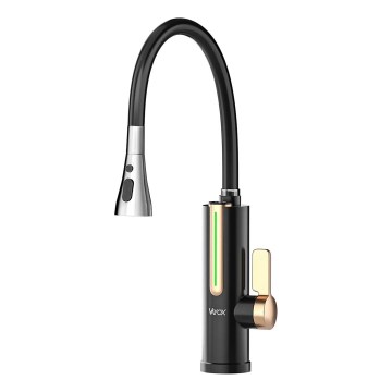 Protočni grijač vode s LED zaslonom, 3000 W/230 V, IPX4, crno-zlatni