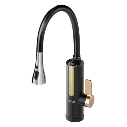 Protočni grijač vode s LED zaslonom, 3000 W/230 V, IPX4, crno-zlatni