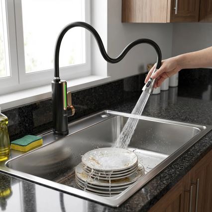 Protočni grijač vode s LED zaslonom 3000W/230V IPX4 crni