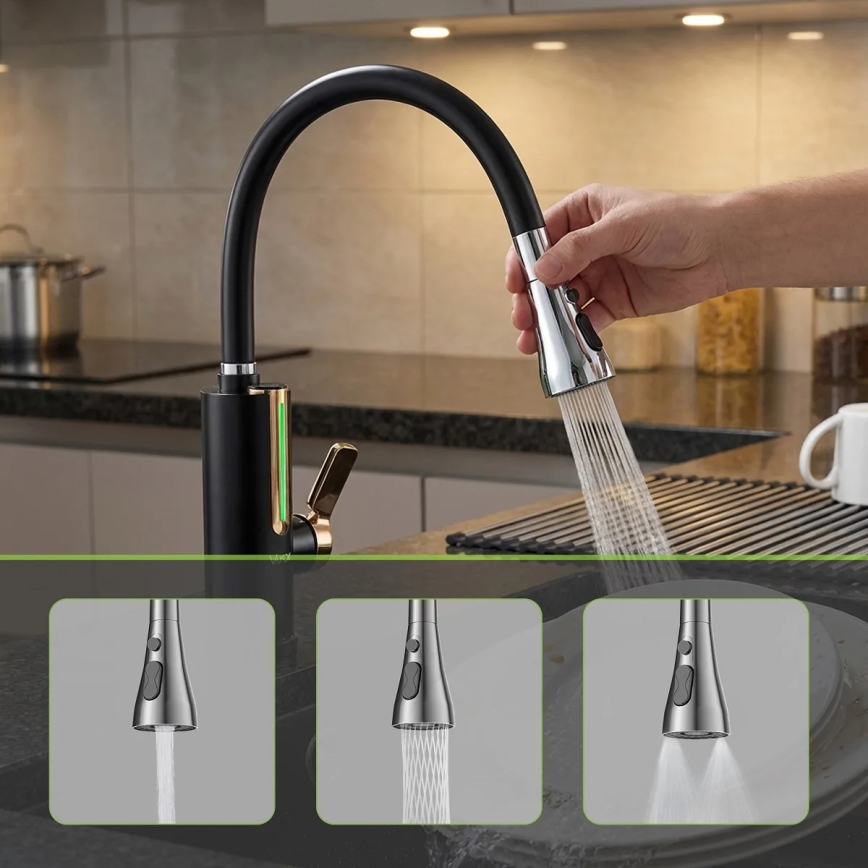 Protočni grijač vode s LED zaslonom 3000W/230V IPX4 crni