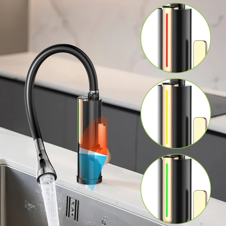 Protočni grijač vode s LED zaslonom 3000W/230V IPX4 crni