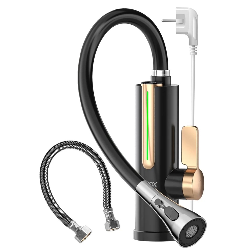 Protočni grijač vode s LED zaslonom 3000W/230V IPX4 crni