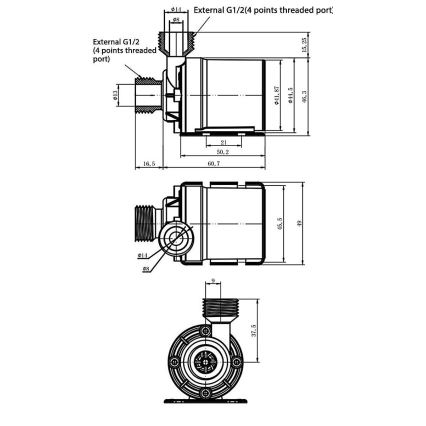 Pumpa 12VDC 800l/sat G1/2"