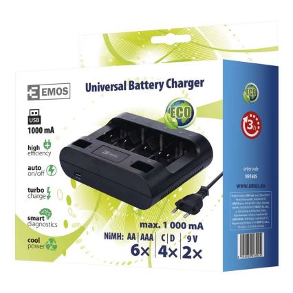 Punjač baterije UNI6 AAA/AA/C/D/9V 230V