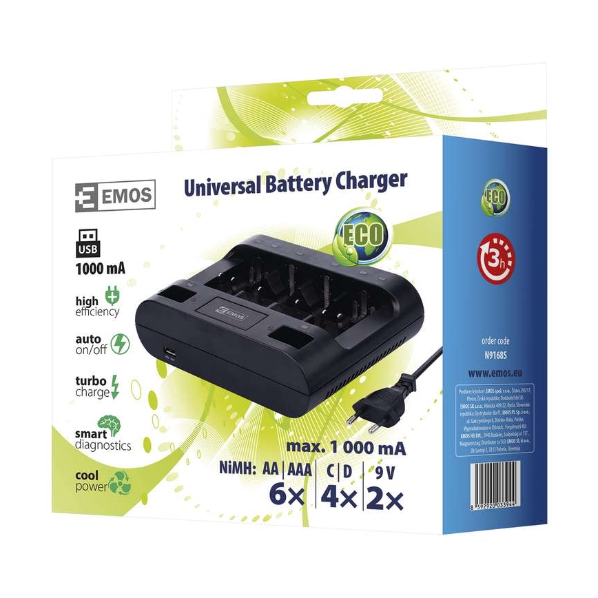 Punjač baterije UNI6 AAA/AA/C/D/9V 230V