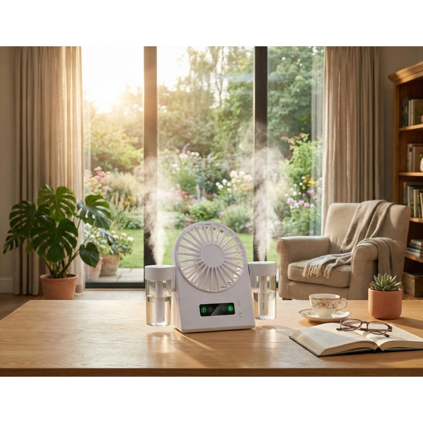 Punjaći stolni ventilator s efektom maglice 3,7 V 1200 mAh