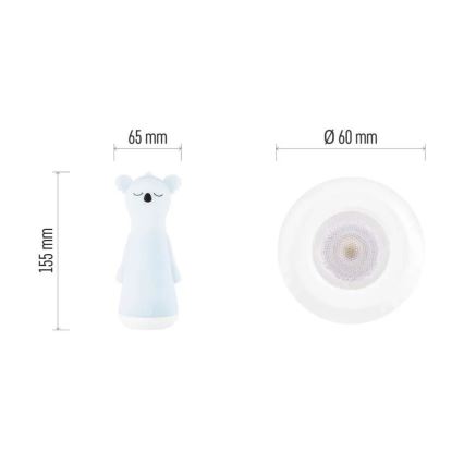 Punjiva dječja svjetiljka 2 u 1 s noćnim LED svjetlom i podesivom svjetlinom, LED/3,7V 1200 mAh