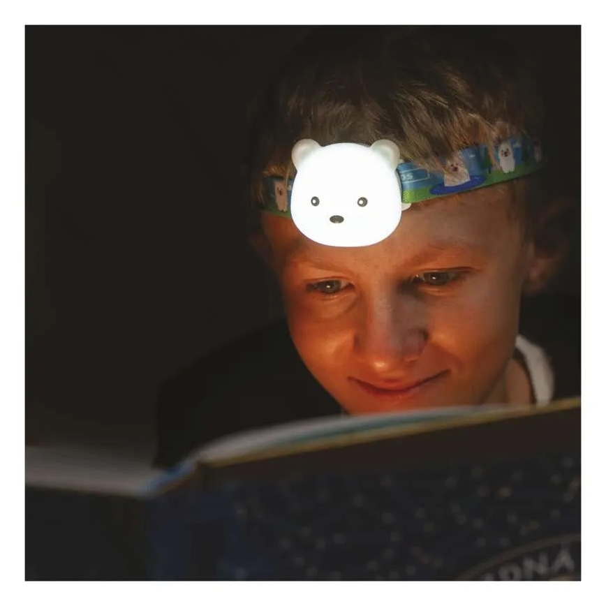 Punjiva LED čelna svjetiljka LED/USB 500 mAh medvjed