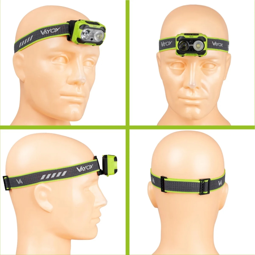 Punjiva LED čelna svjetiljka s mogućnošću prigušivanja, senzorom i crvenim svjetlom LED/10W/5V/3xAAA IP44 600 lm 1200 mAh