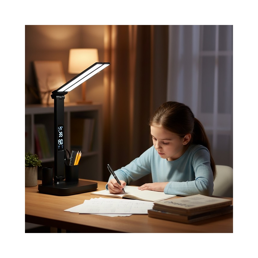 LED prigušiva punjiva stolna lampa NOBLITE P LED/5W/5V 3000/4000/6000K 2200 mAh crna