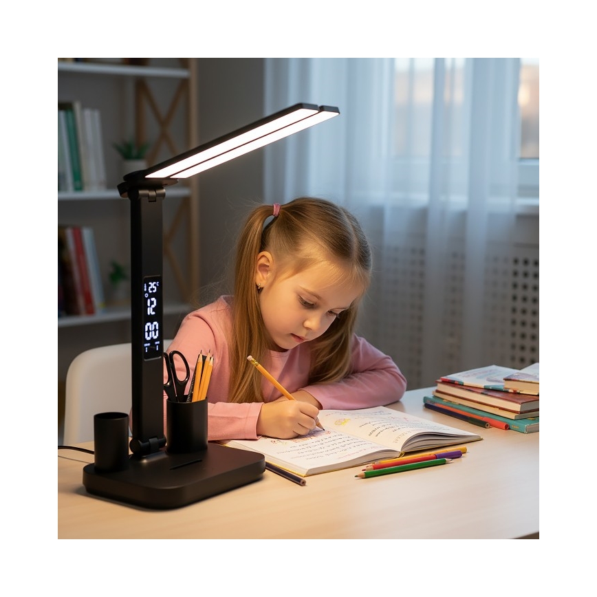 LED prigušiva punjiva stolna lampa NOBLITE P LED/5W/5V 3000/4000/6000K 2200 mAh crna