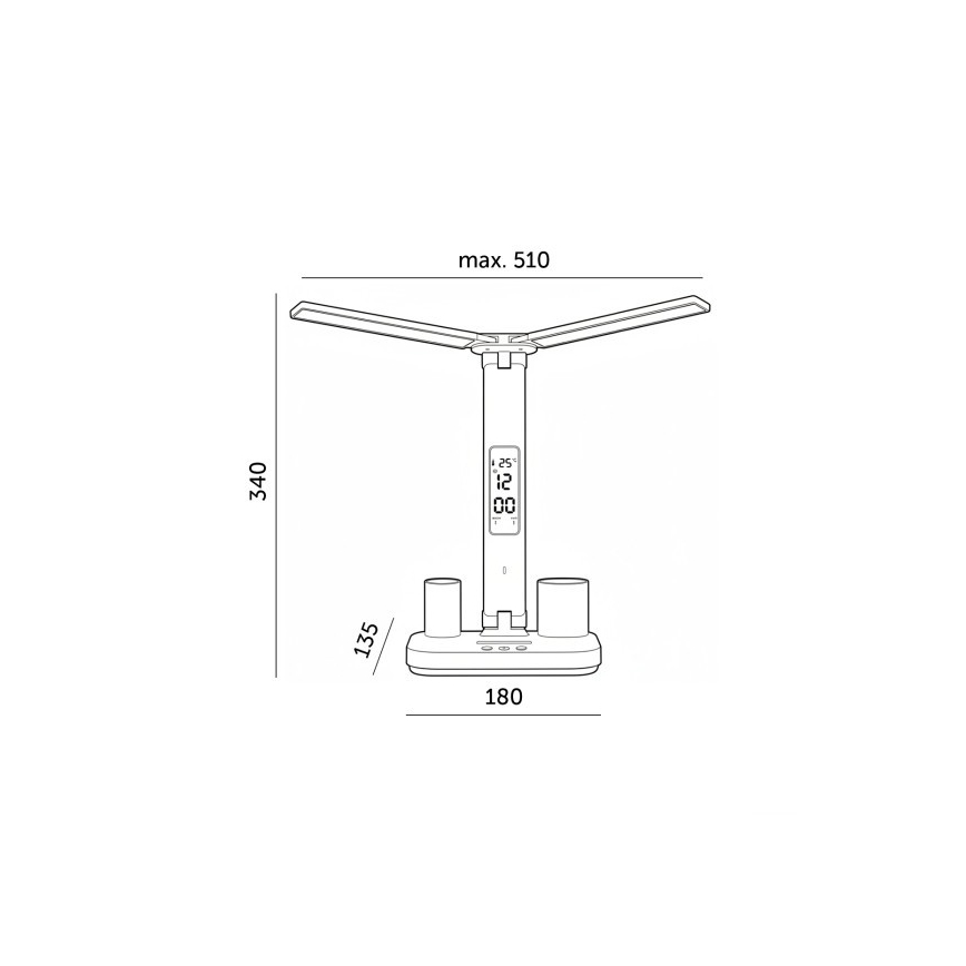 LED prigušiva punjiva stolna lampa NOBLITE P LED/5W/5V 3000/4000/6000K 2200 mAh crna