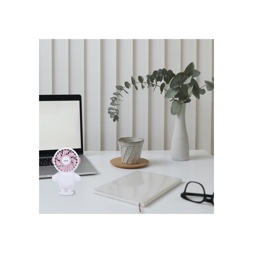Punjivi džepni ventilator 4,5W/5V 500 mAh bijela/ružičasta