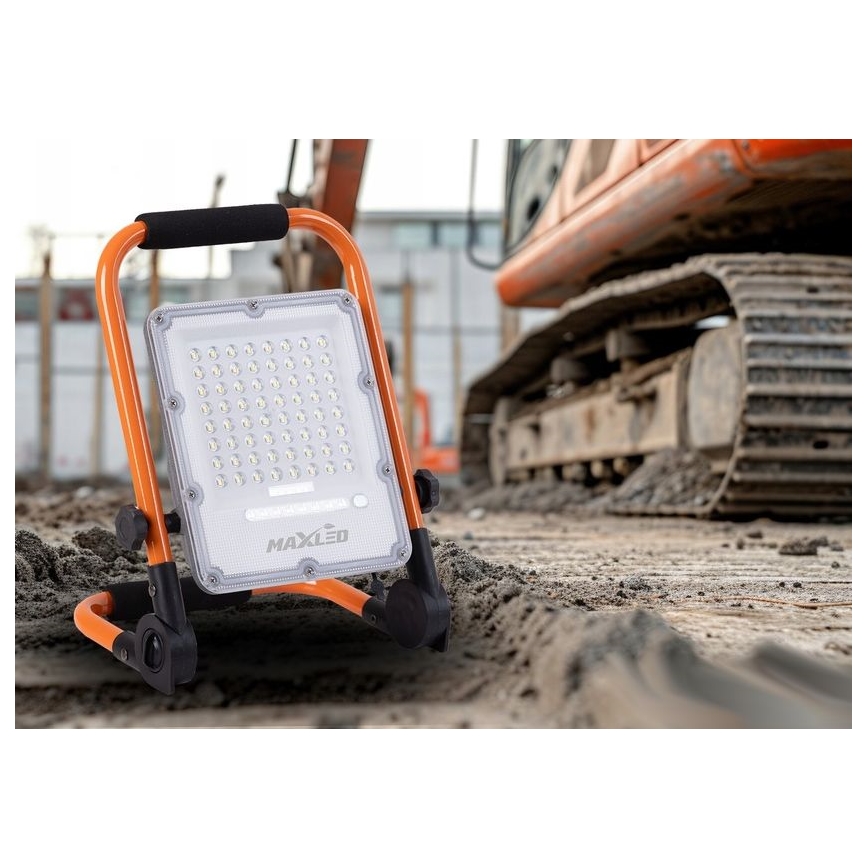 Narančasti LED punjivi reflektor s postoljem i mogućnošću prigušivanja LED/100W/3,2V 4500K 10000 mAh IP65