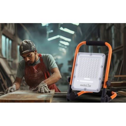 Narančasti LED punjivi reflektor s postoljem i mogućnošću prigušivanja LED/100W/3,2V 4500K 10000 mAh IP65