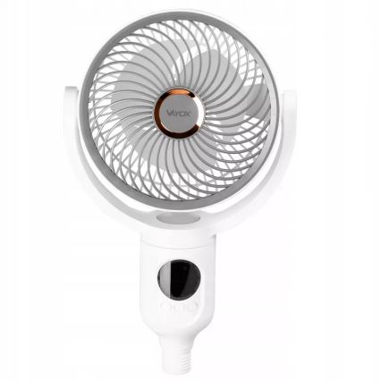 Punjivi ventilator na stalku s LED osvjetljenjem LED/4,8W/5V USB 7200 mAh, bijela + daljinski upravljač