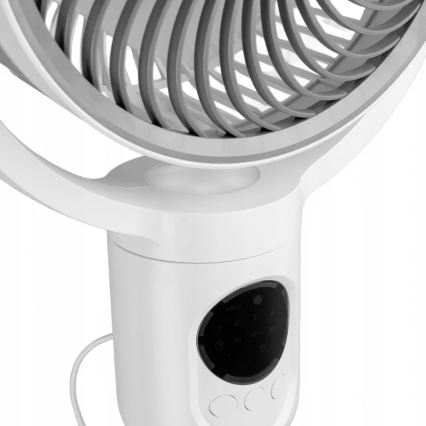 Punjivi ventilator na stalku s LED osvjetljenjem LED/4,8W/5V USB 7200 mAh, bijela + daljinski upravljač
