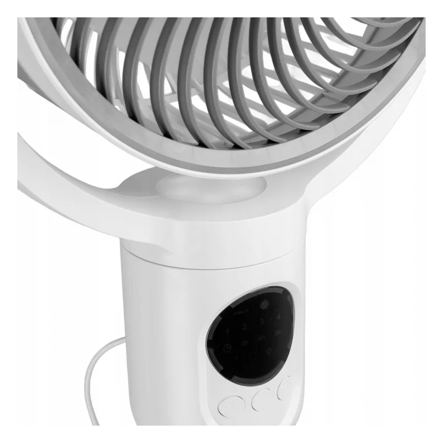 Punjivi ventilator na stalku s LED osvjetljenjem LED/4,8W/5V USB 7200 mAh, bijela + daljinski upravljač