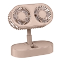 Punjivi stolni ventilator 3,7V 1200 mAh ružičasti