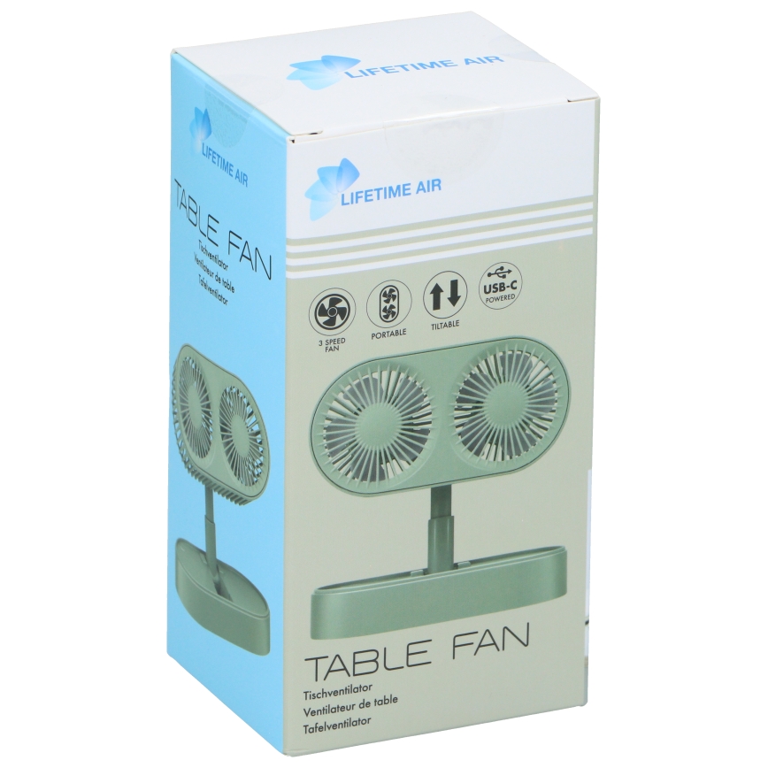 Punjivi stolni ventilator 3,7V 1200 mAh, zelene boje