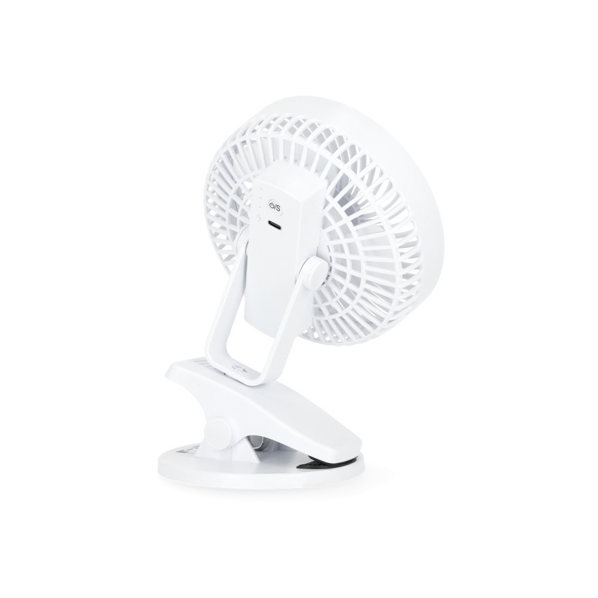 Punjivi stolni ventilator s kopčom VIENTO 6W/5V 2000 mAh bijela