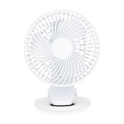 Punjivi stolni ventilator s kopčom VIENTO 6W/5V 2000 mAh bijela