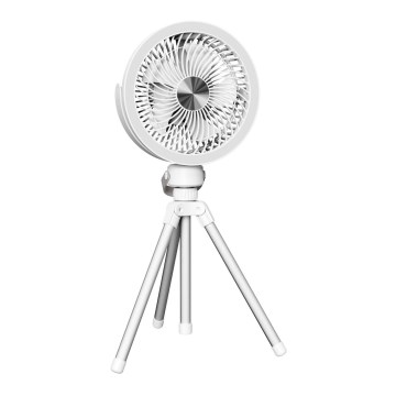 Punjivi stolni ventilator s LED osvjetljenjem 8W/3,7V 2400 mAh bijeli